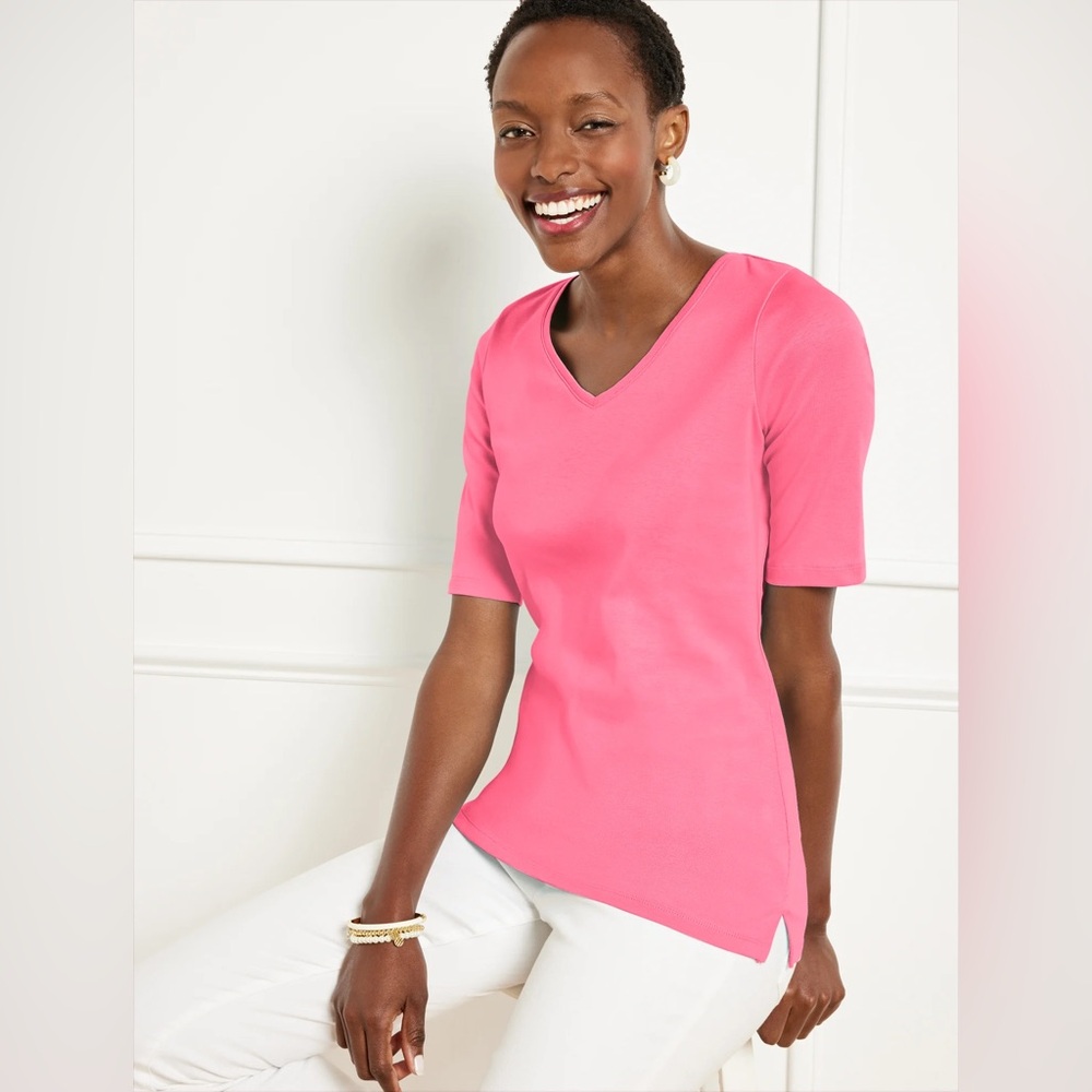 Talbots Pink Pima Cotton V-neck